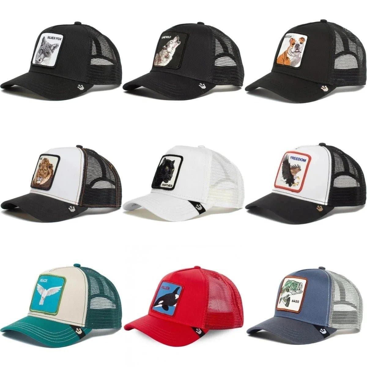 Animal Patch Trucker Hats - Mesh Back Caps with Wildlife Designs