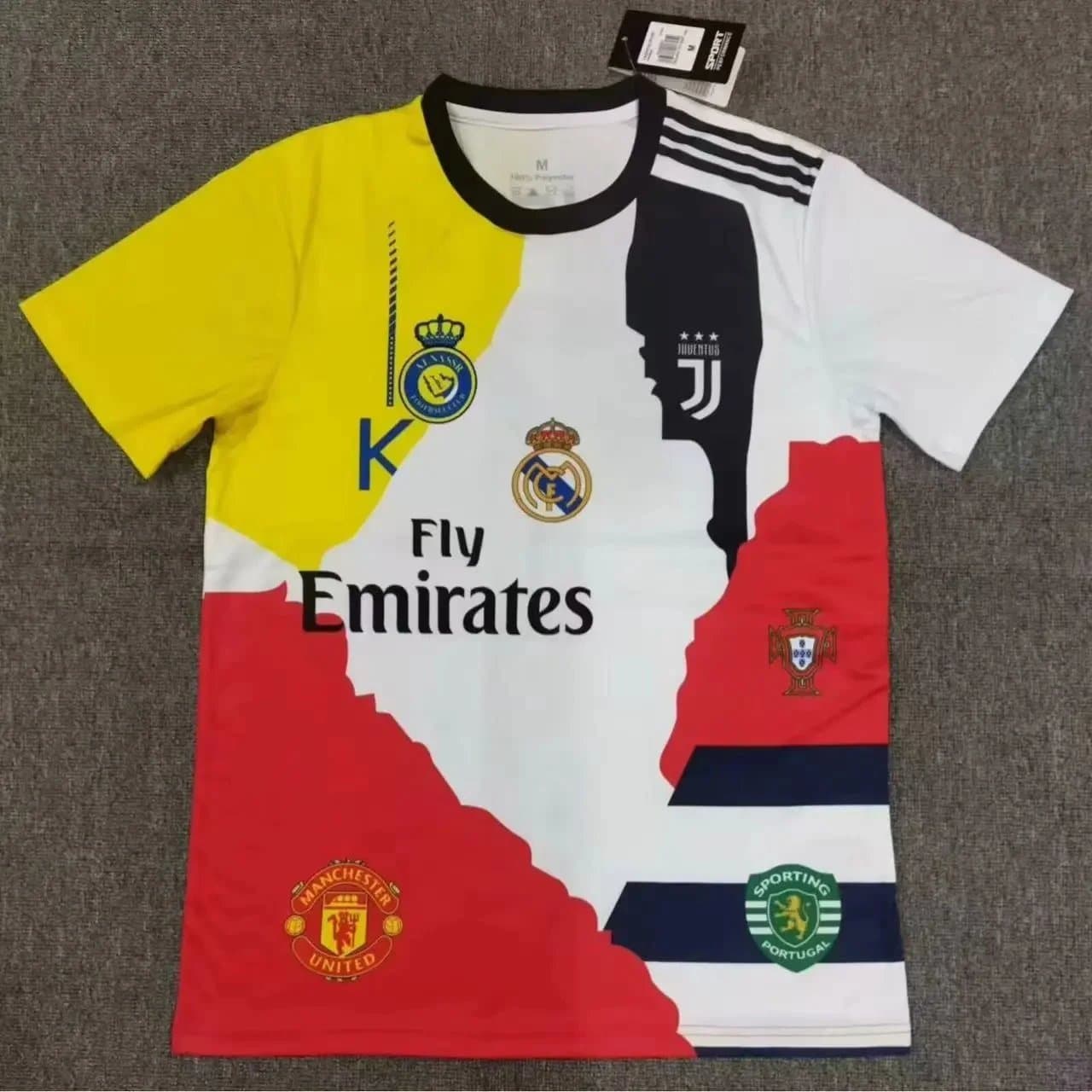 Multi-Club Soccer Jersey with Team Crests and Fly Emirates Logo