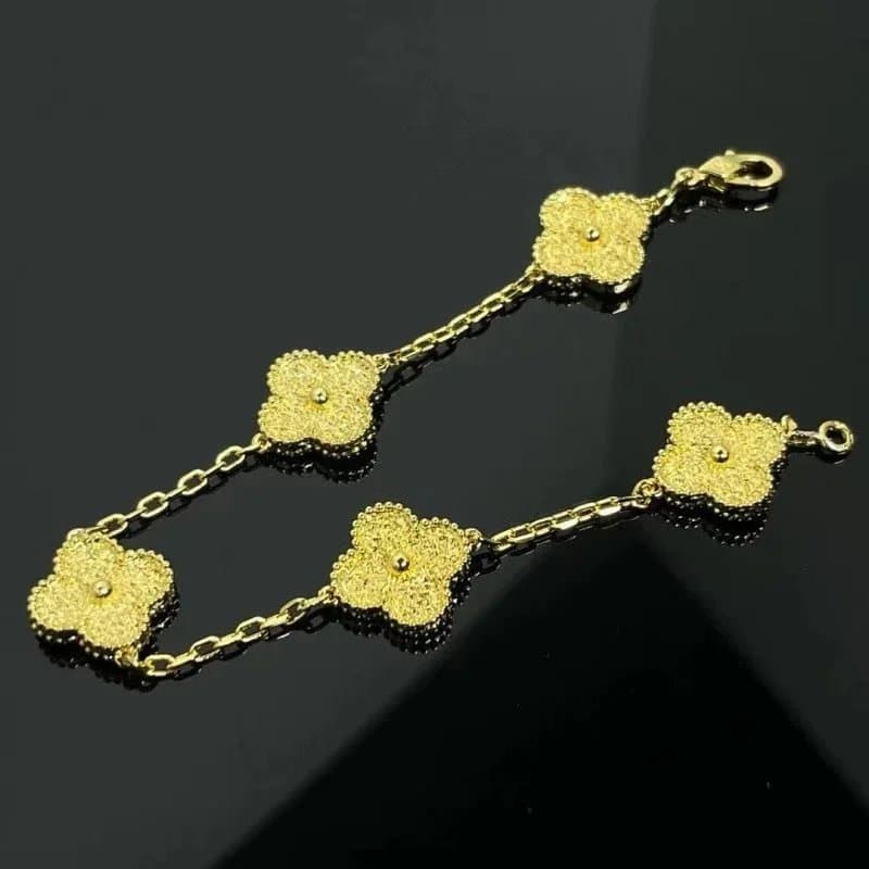 Gold Flower Chain Bracelet with Textured Petals