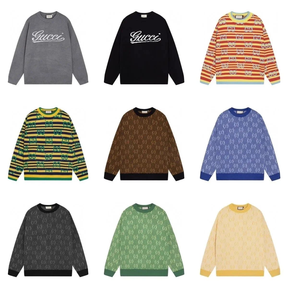 Gucci Logo & GG Pattern Knit Sweaters Collection