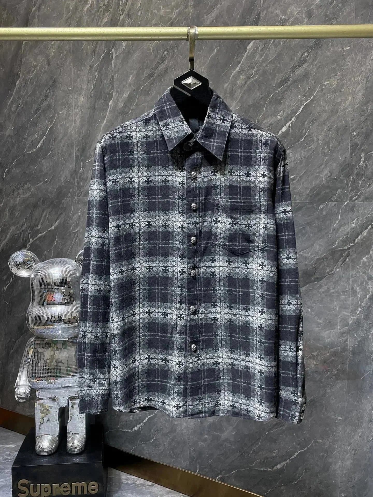 Plaid Floral Button-Up Shirt for Men