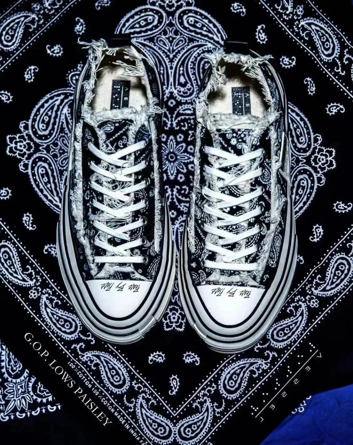 G.O.P Low Top Paisley Sneakers Black White