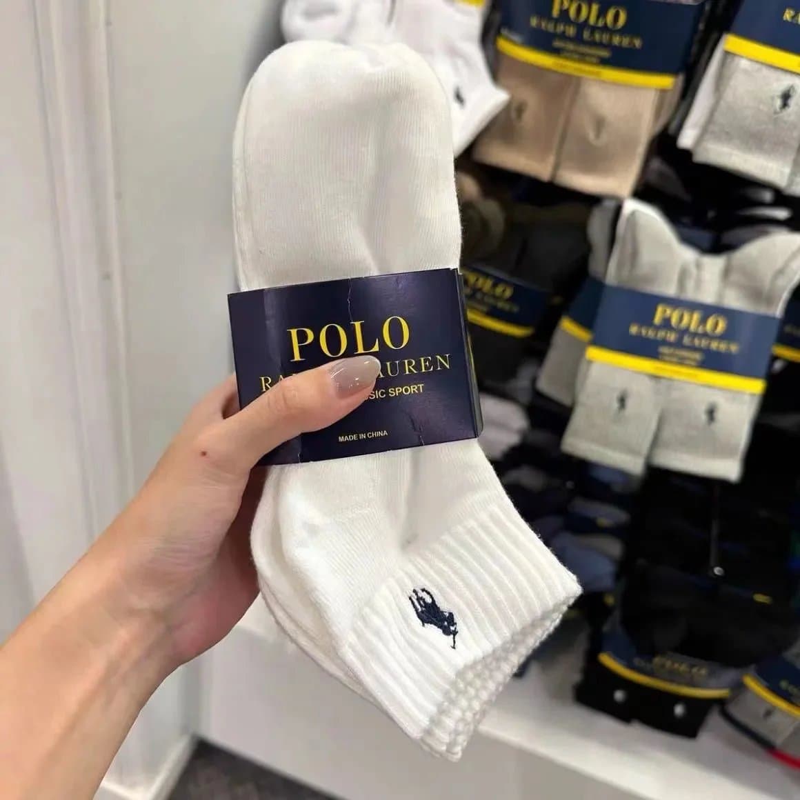 White Polo Ralph Lauren Classic Sport Socks