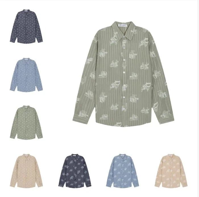 Patterned Long Sleeve Shirts Multi Colors