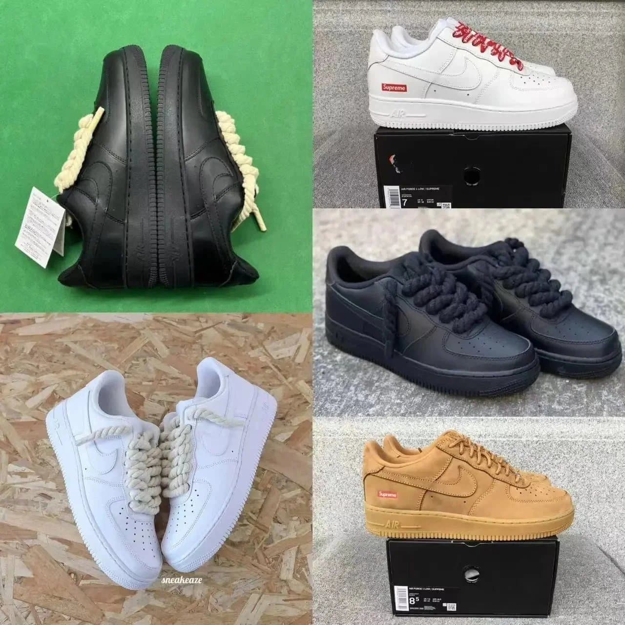 Supreme x Nike Air Force 1 Low Rope Laces Sneakers