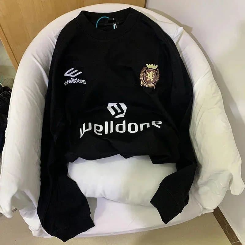 Welldone Black Crewneck Sweatshirt with Crest Logo