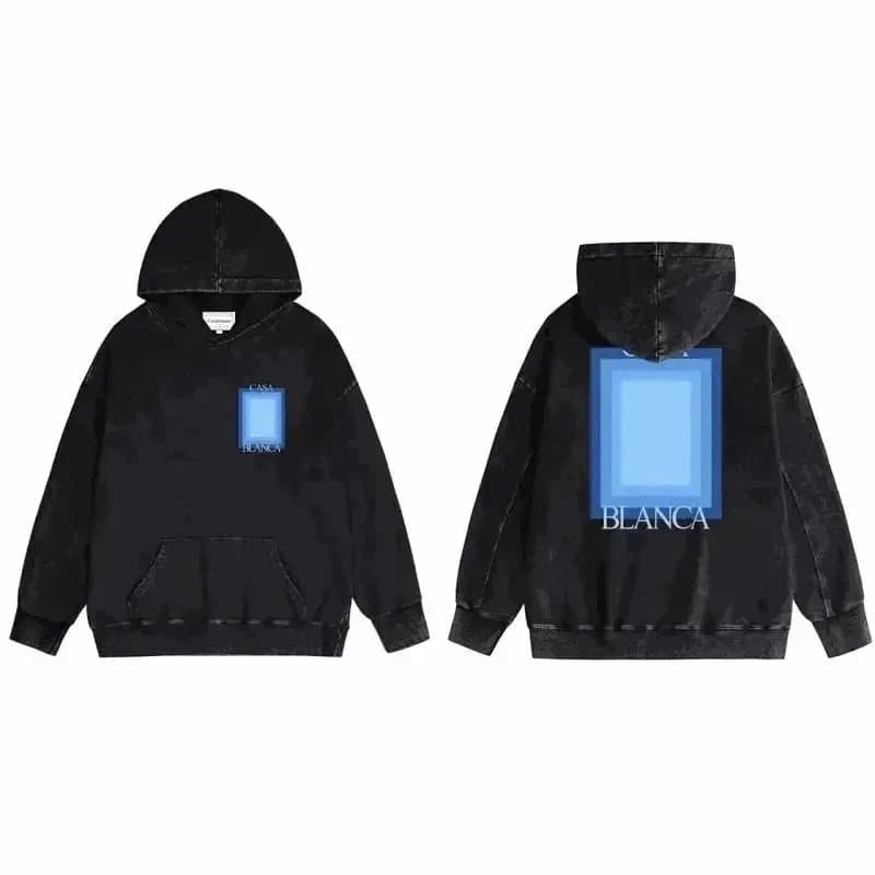 BLANCA Blue Gradient Hoodie - Black Acid Wash