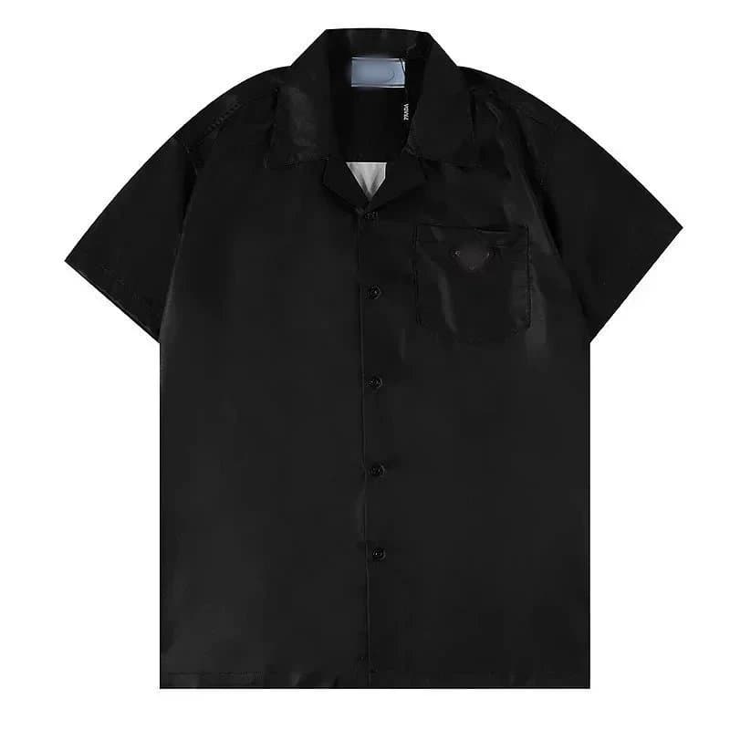 Black Prada Short-Sleeve Shirt with Logo Pocket