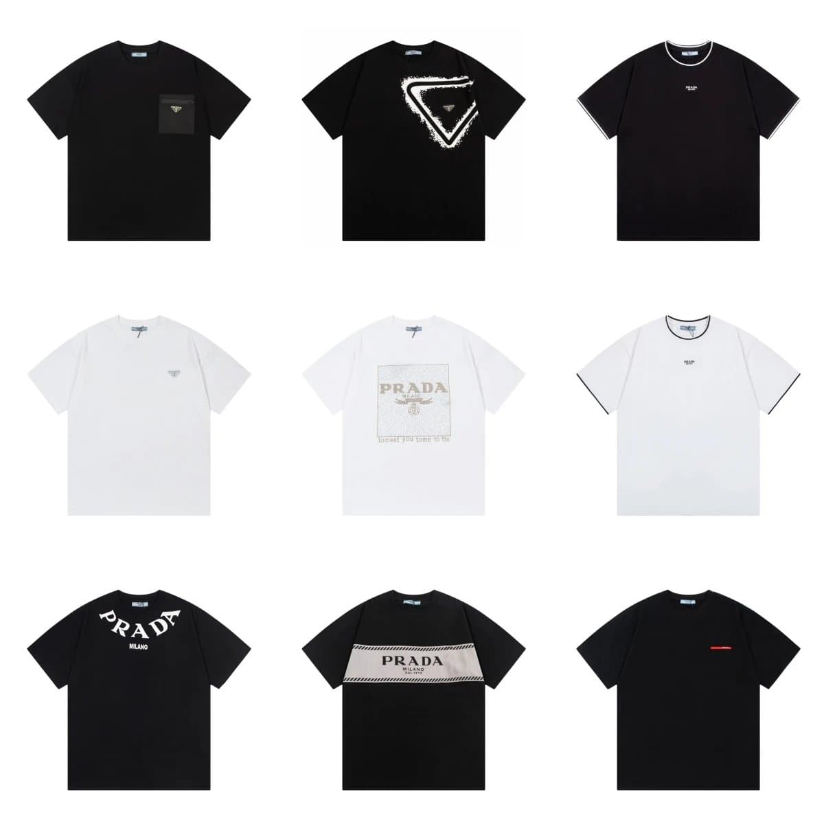 Prada T-Shirts Collection - Black & White Graphic Tees