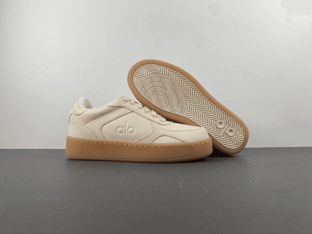 alo White Leather Sneakers with Gum Sole