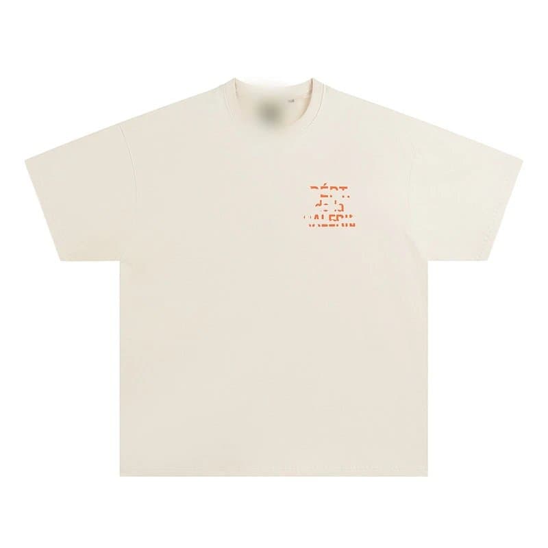 Off-White T-Shirt with Orange Text Graphic
